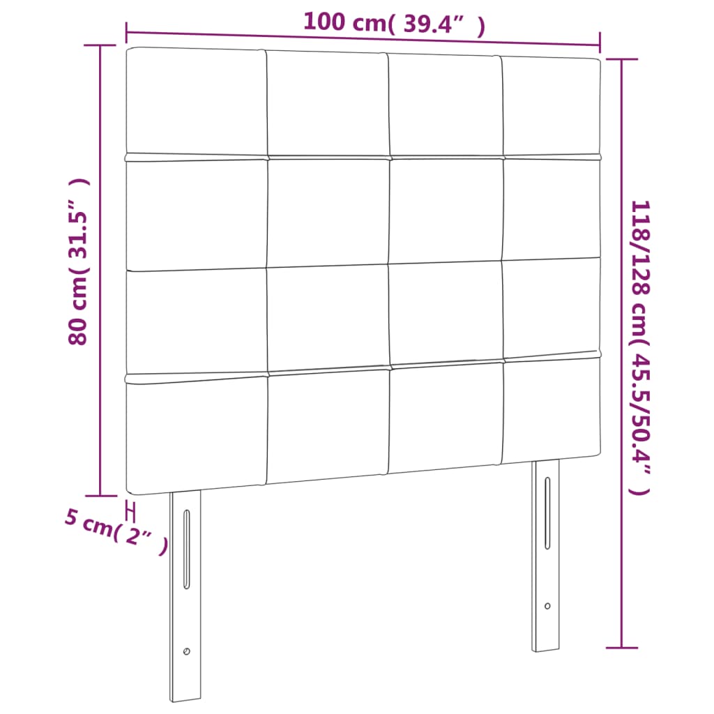 vidaXL LED posteljno vzglavje taupe 100x5x118/128 cm blago