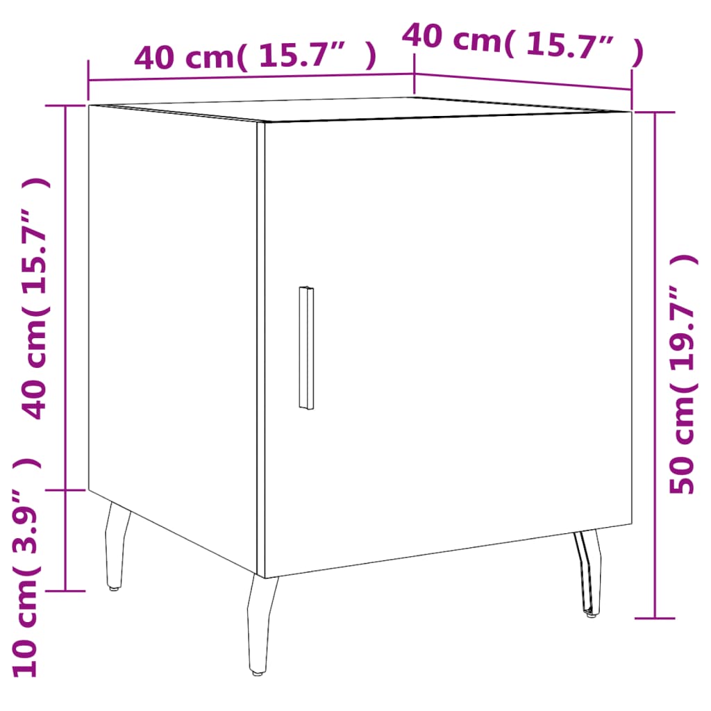 vidaXL Nočna omarica 2 kosa črna 40x40x50 cm inženirski les