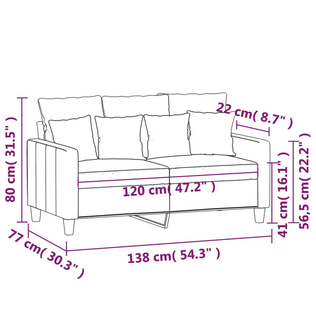 vidaXL Dvosed temno siv 120 cm blago