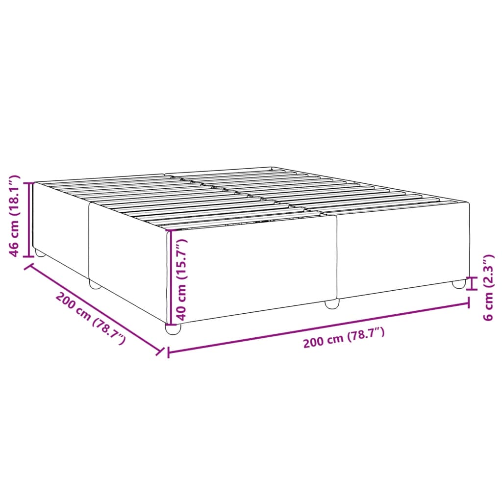 vidaXL Posteljni okvir brez vzmetnice temno siv 200x200 cm blago