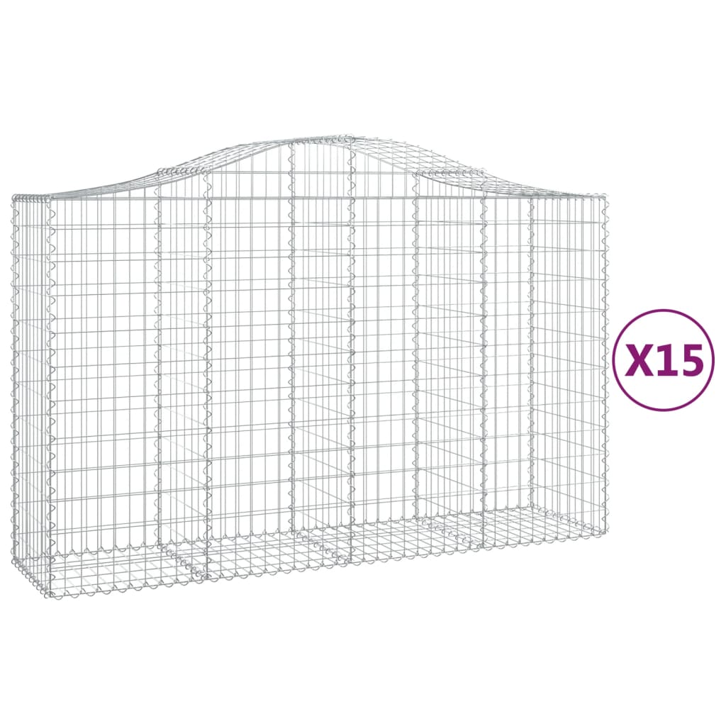 vidaXL Obokane gabion košare 15kosov 200x50x120/140cm pocinkano železo