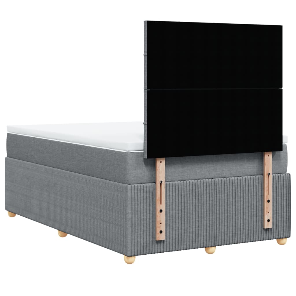 vidaXL Boxspring postelja z vzmetnico svetlo siva 120x190 cm blago