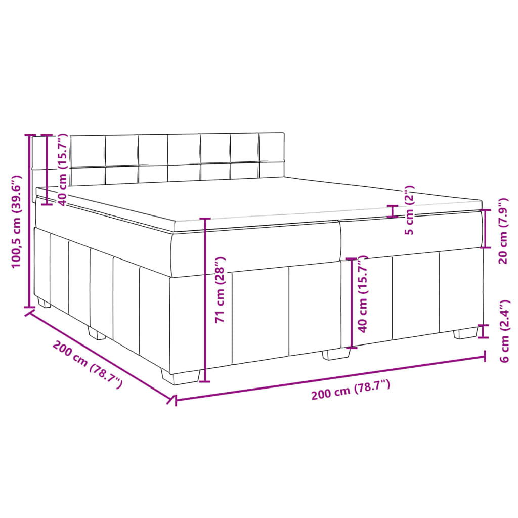 vidaXL Box spring postelja z vzmetnico svetlo siva 200x200 cm blago