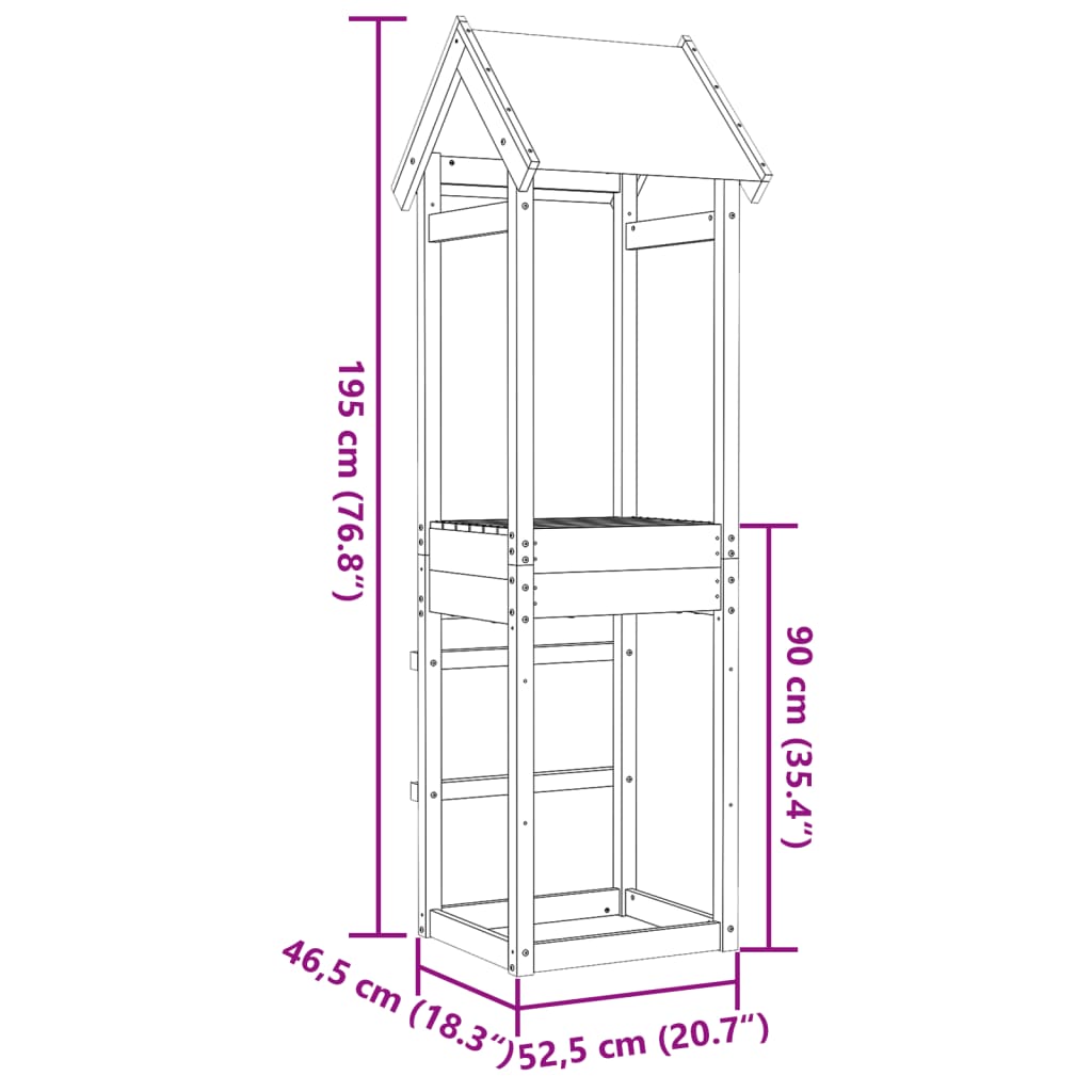 vidaXL Igralni stolp 52,5x46,5x195 cm impregnirana borovina