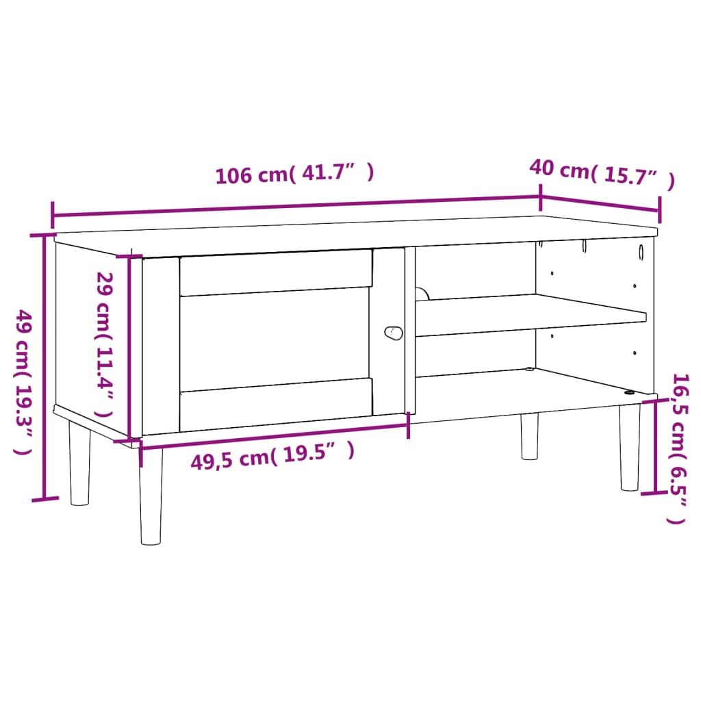 vidaXL TV omarica SENJA videz ratana bela 106x40x49 cm trdna borovina