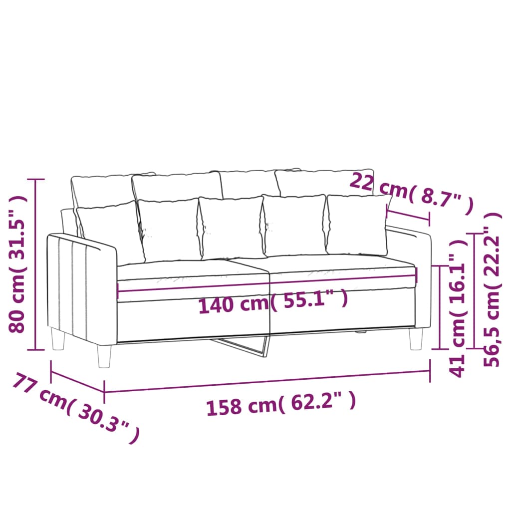 vidaXL Kavč dvosed rumen 140 cm žamet