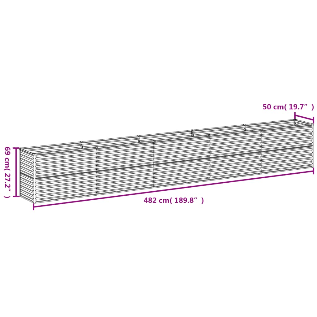 vidaXL Vrtna visoka greda 482x50x69 cm corten jeklo