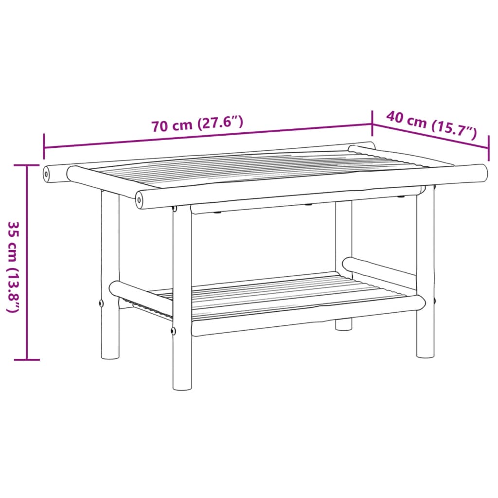 vidaXL Klubska mizica 70x40x35 cm bambus