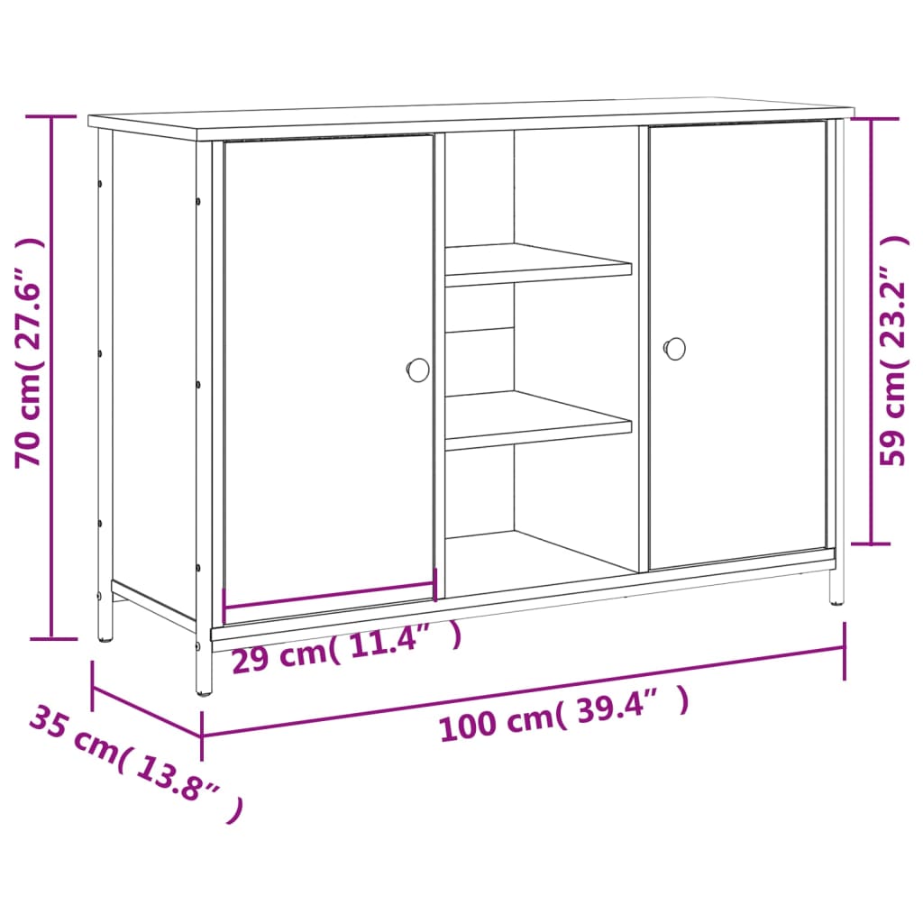 vidaXL Komoda sonoma hrast 100x35x70 cm inženirski les