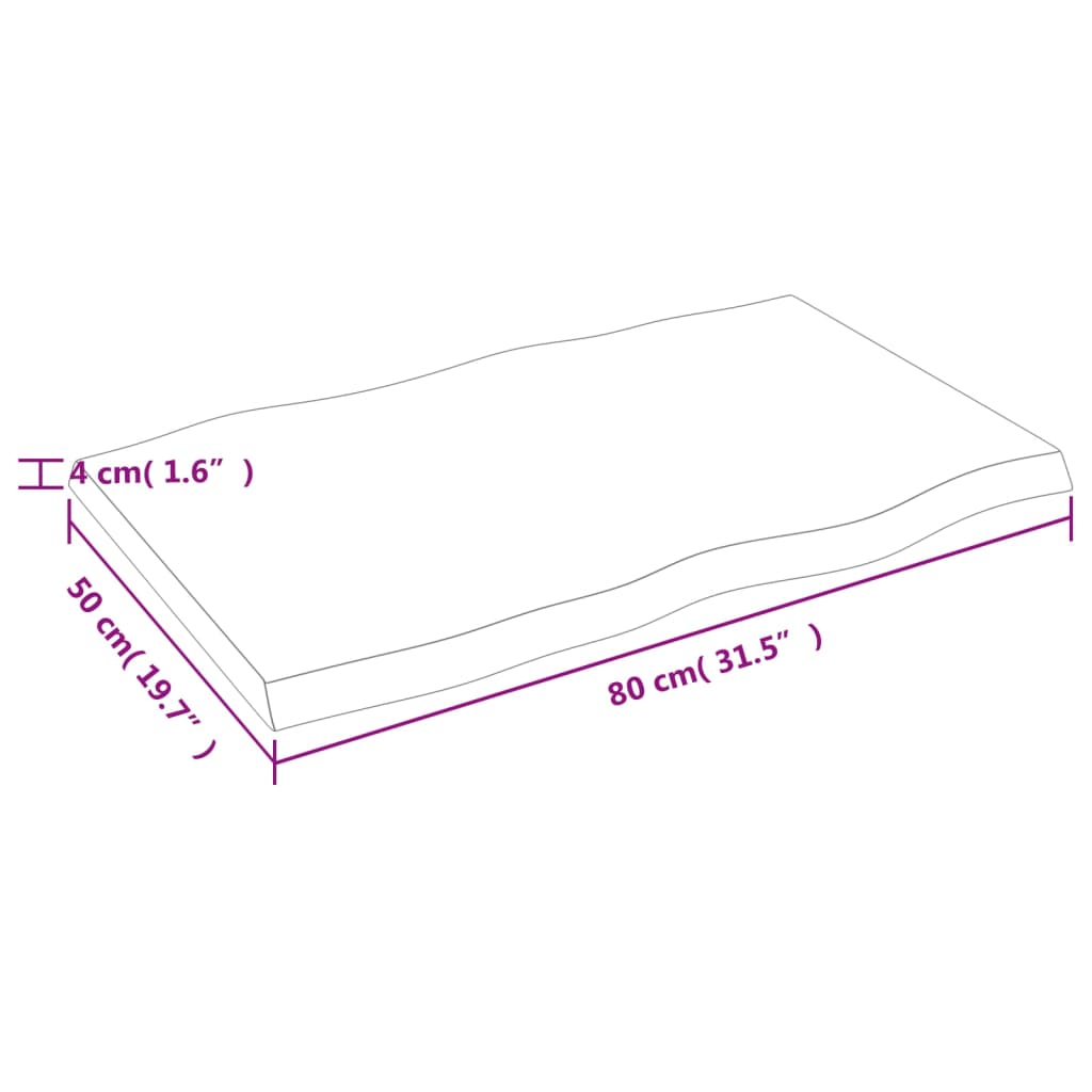 vidaXL Mizna plošča 80x50x(2-4) cm neobdelana hrastovina naraven rob