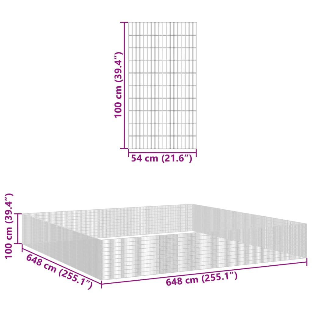 vidaXL Ograda za živali na prostem z 48 paneli 54x100 cm železo