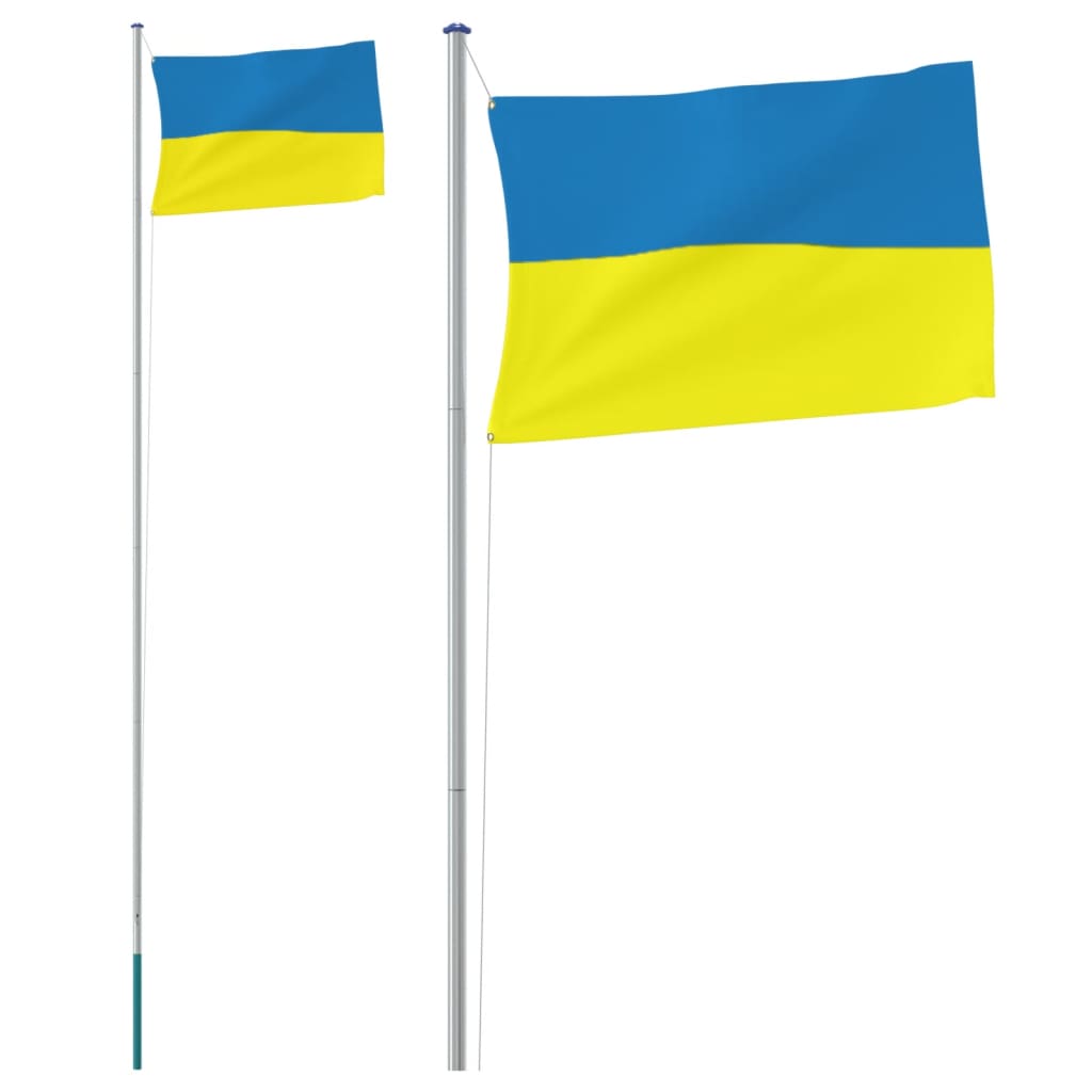 vidaXL Zastava Ukrajine in drog 6,23 m aluminij