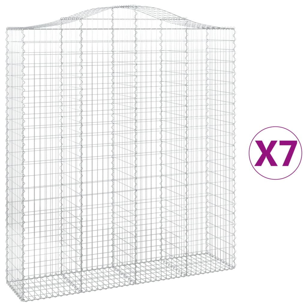 vidaXL Obokane gabion košare 7 kosi 200x50x220/240 cm pocinkano železo