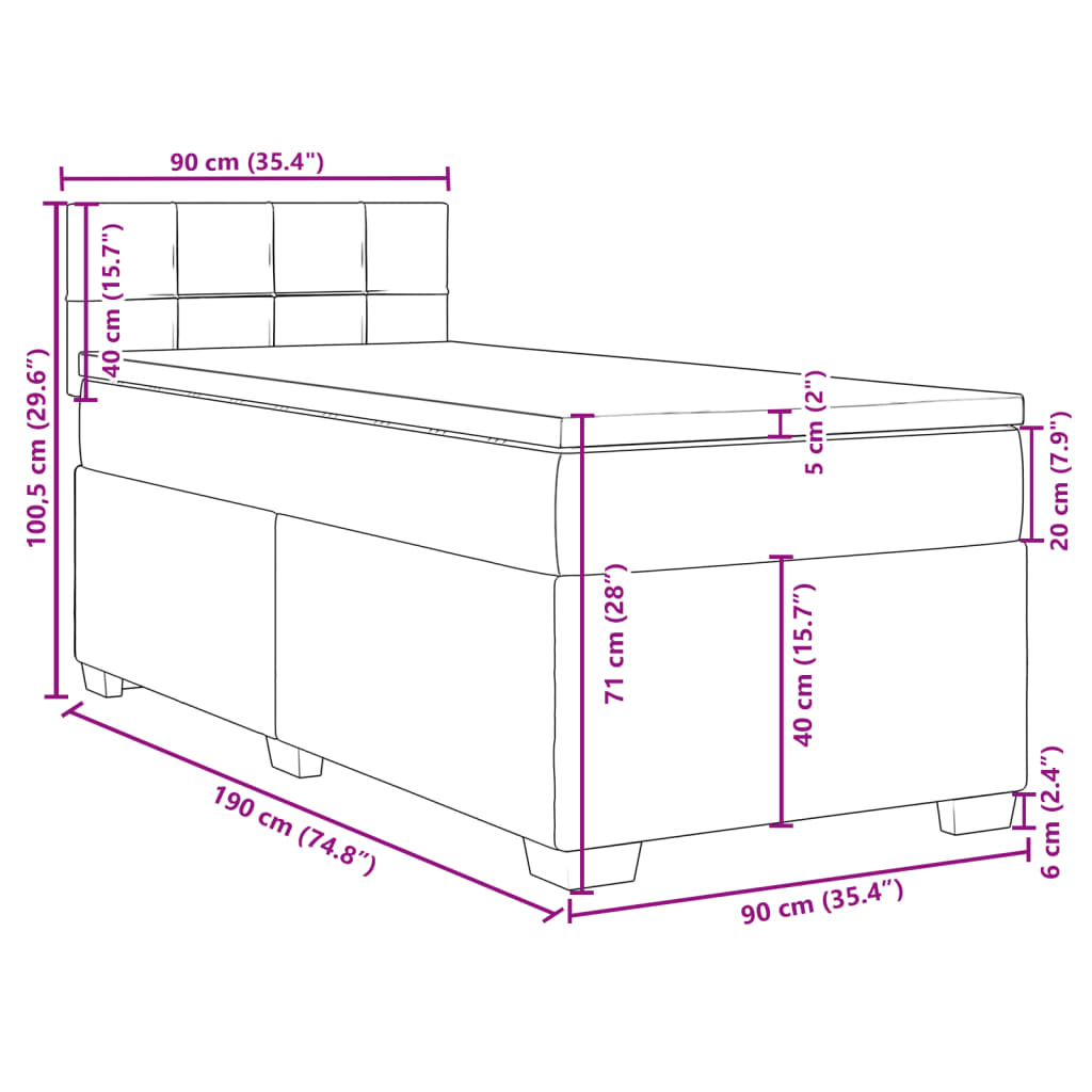 vidaXL Box spring postelja z vzmetnico temno siva žamet