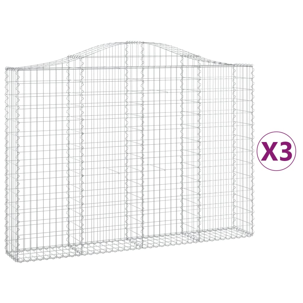 vidaXL Obokane gabion košare 3 kosi 200x30x140/160 cm pocinkano železo