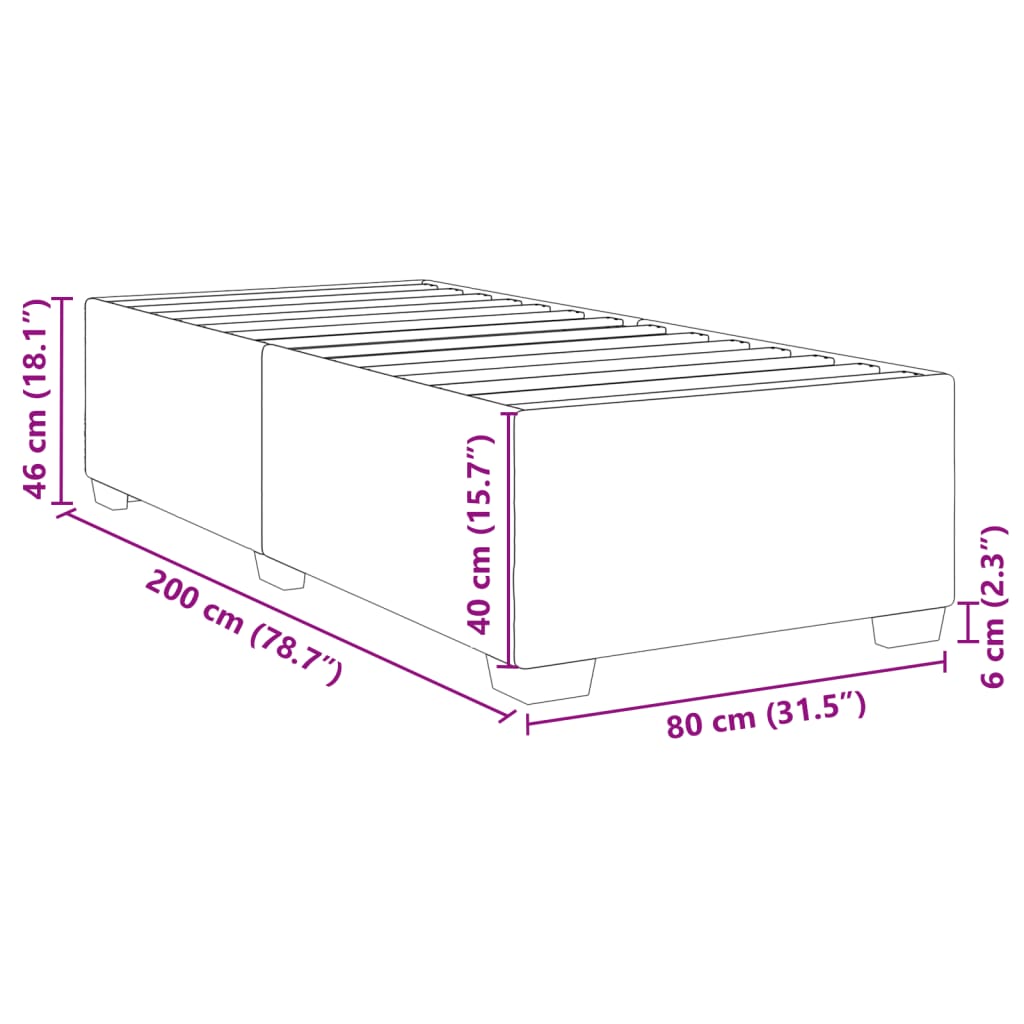 vidaXL Posteljni okvir svetlo siv 80x200 cm žamet