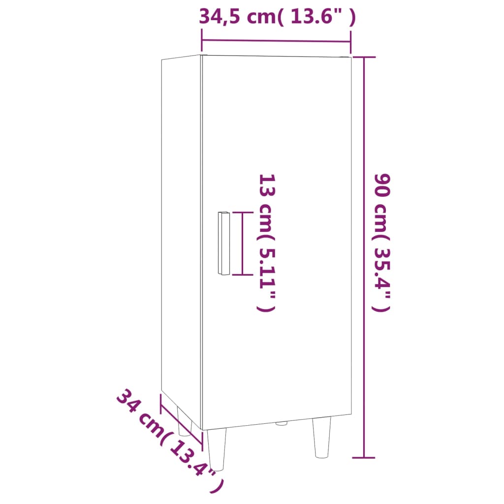 vidaXL Komoda črna 34,5x34x90 cm konstruiran les