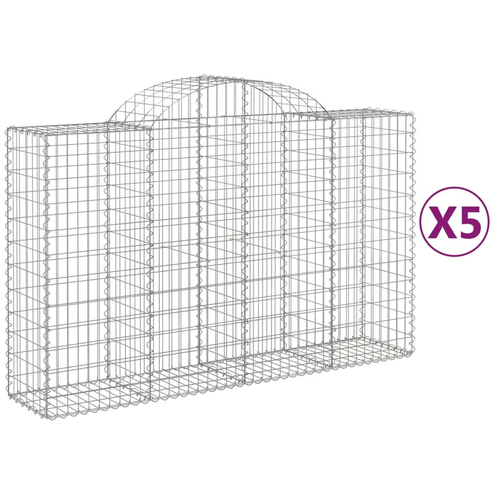 vidaXL Obokane gabion košare 5 kosov 200x50x120/140cm pocinkano železo