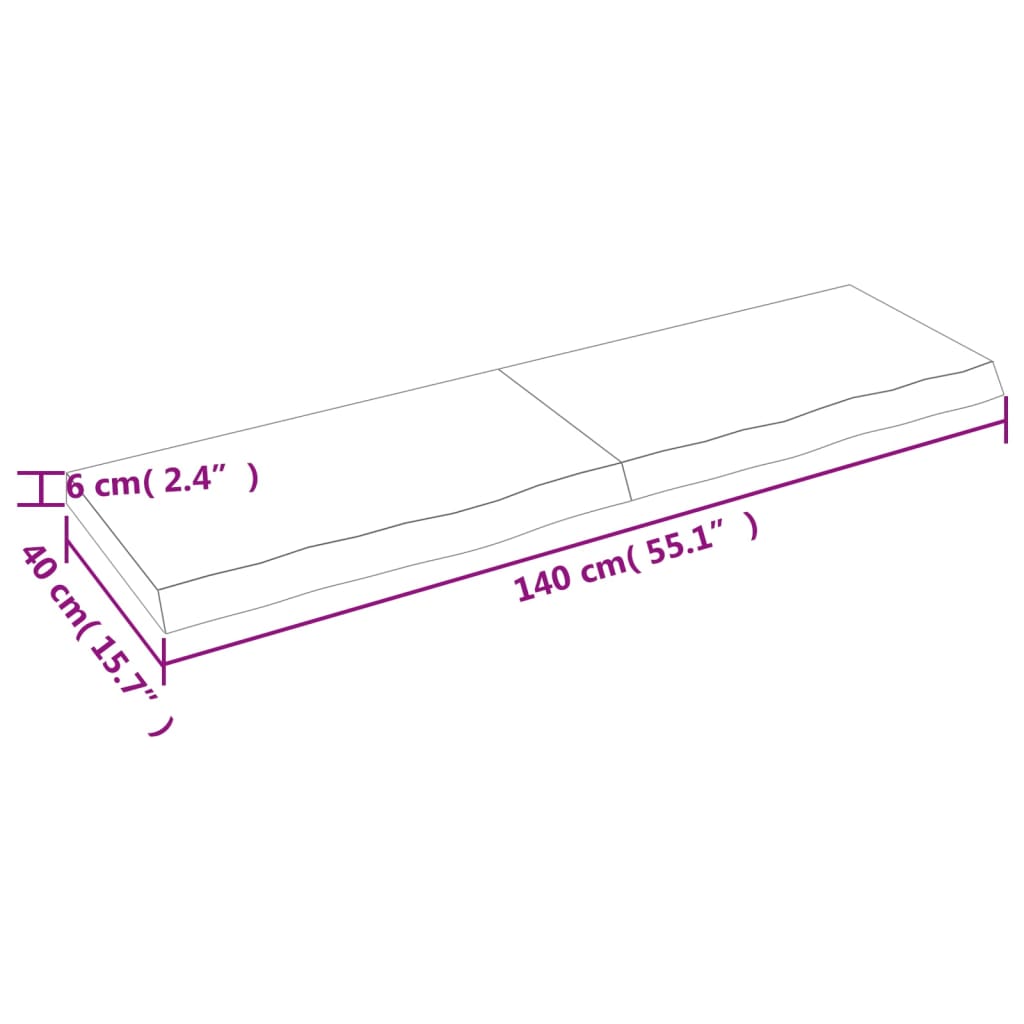 vidaXL Kopalniški pult 140x40x(2-6) cm neobdelan trden les