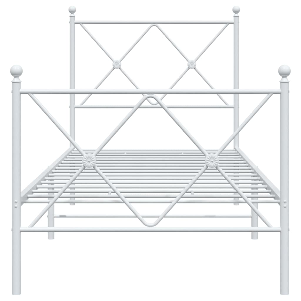 vidaXL Kovinski posteljni okvir z vzglavjem in vznožjem bel 80x200 cm