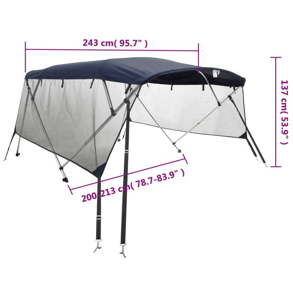 vidaXL Bimini tenda s 4 loki in stranicami 243x(200-213)x137 cm