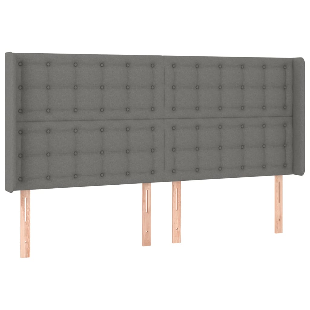 vidaXL Box spring postelja z vzmetnico LED temno siva 180x200 cm blago