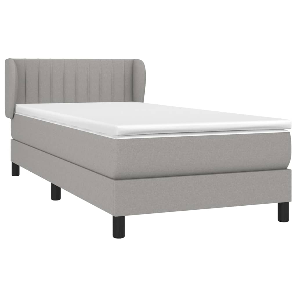 vidaXL Box spring postelja z vzmetnico svetlo siva 90x200 cm blago