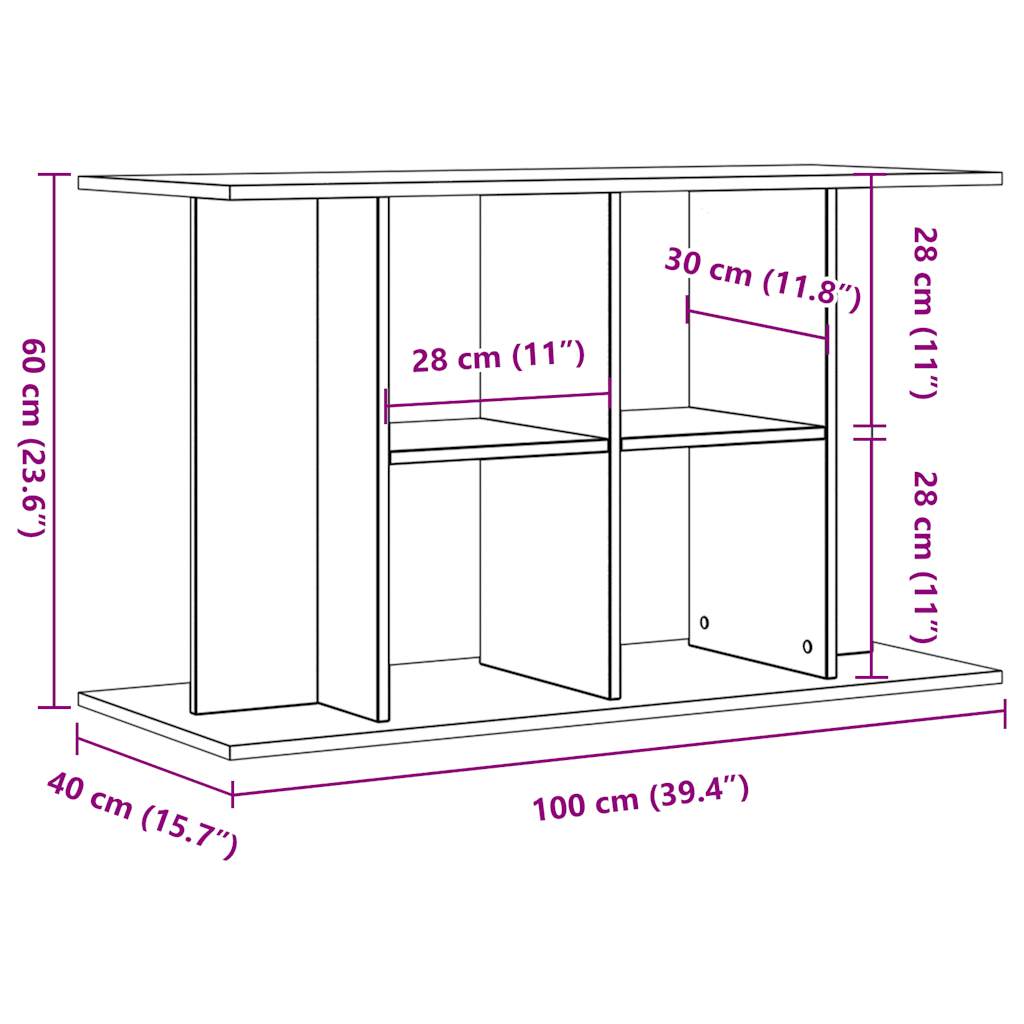 vidaXL Stojalo za akvarij starinski les 100x40x60 cm inženirski les