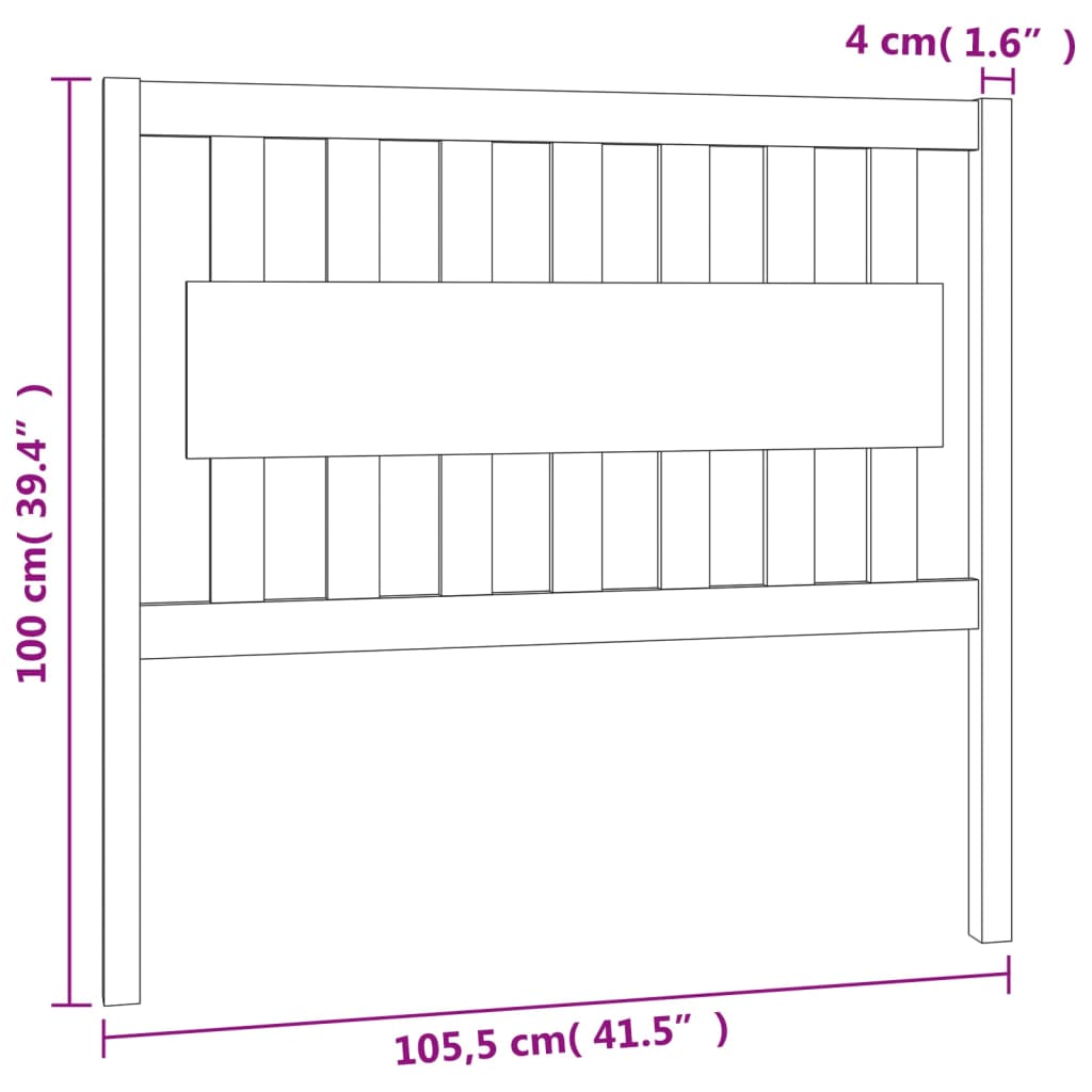 vidaXL Posteljno vzglavje sivo 105,5x4x100 cm trdna borovina