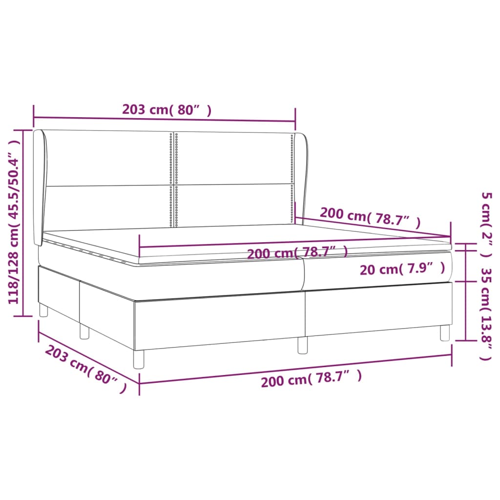 vidaXL Box spring postelja z vzmetnico temno rjav 200x200 cm blago