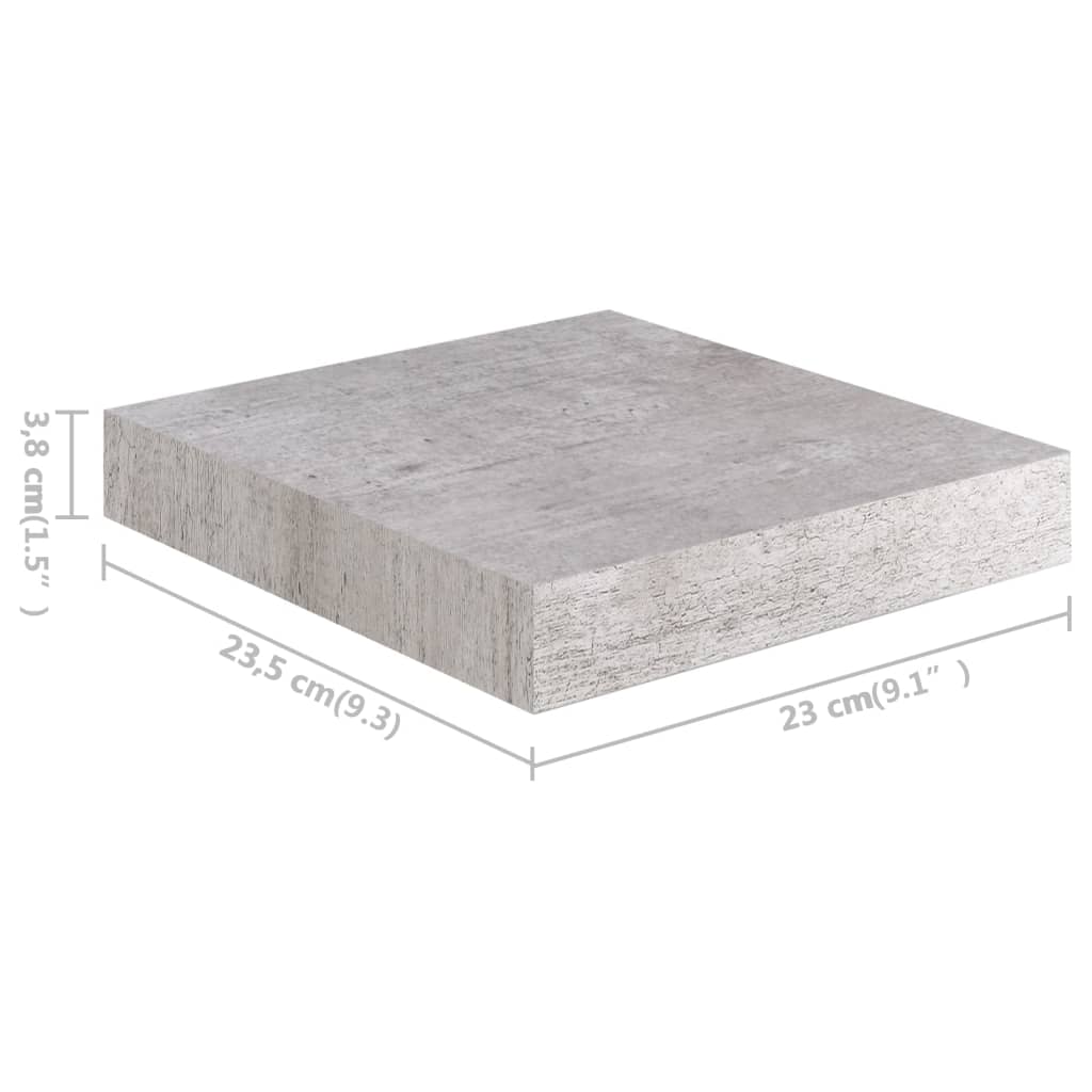 vidaXL Stenske police 2 kosa betonsko sive 23x23,5x3,8 cm MDF