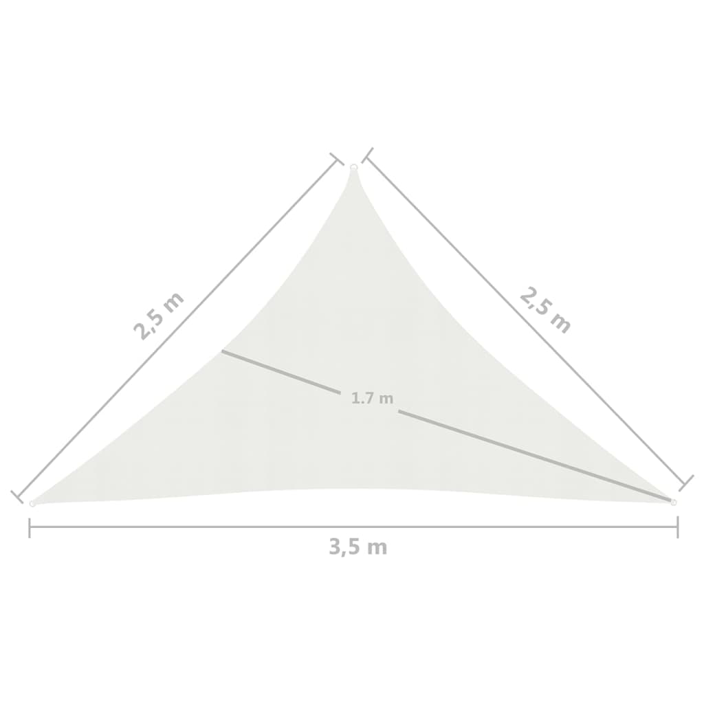 vidaXL Senčno jadro 160 g/m² belo 2,5x2,5x3,5 m HDPE