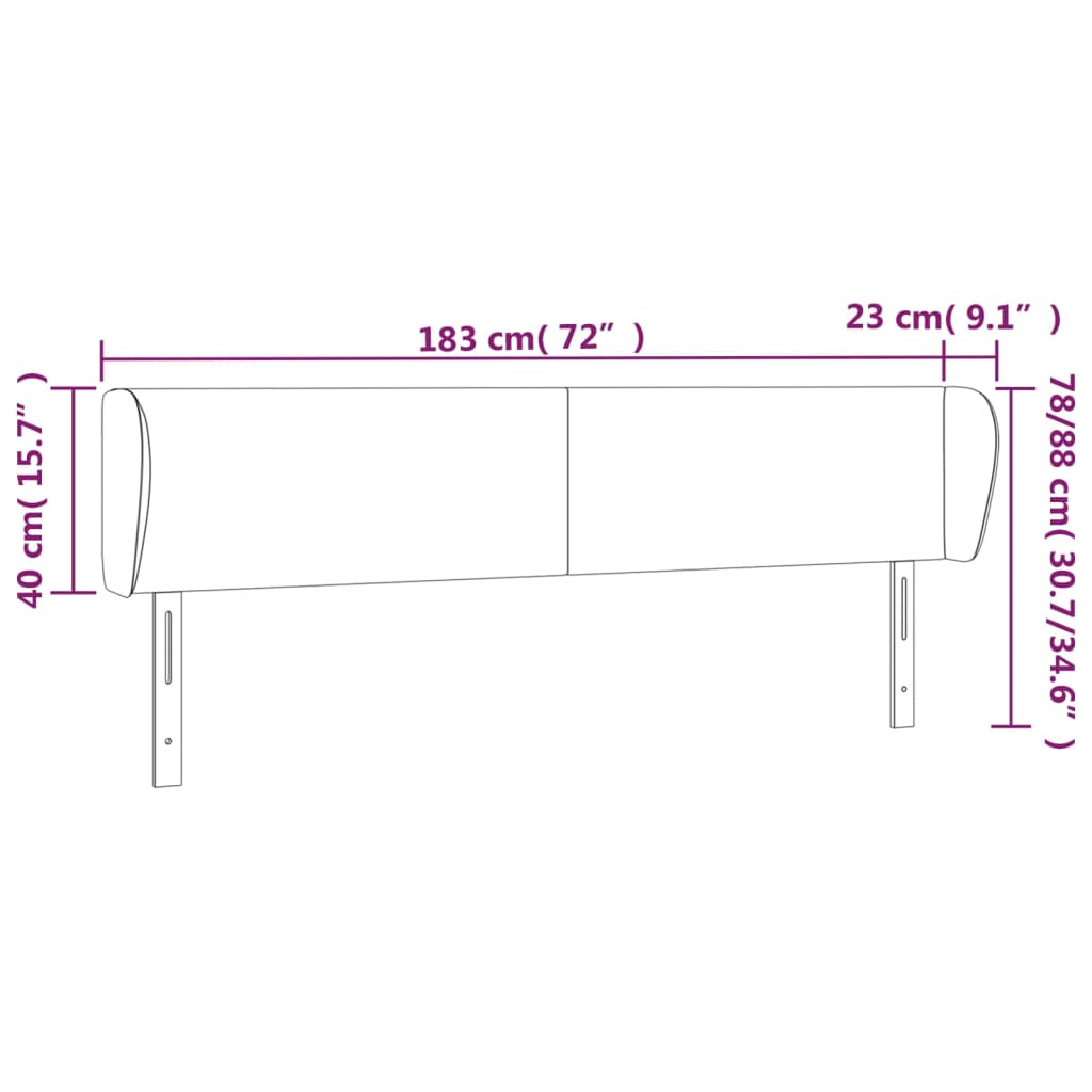 vidaXL Vzglavje z ušesi črno 183x23x78/88 cm umetno usnje