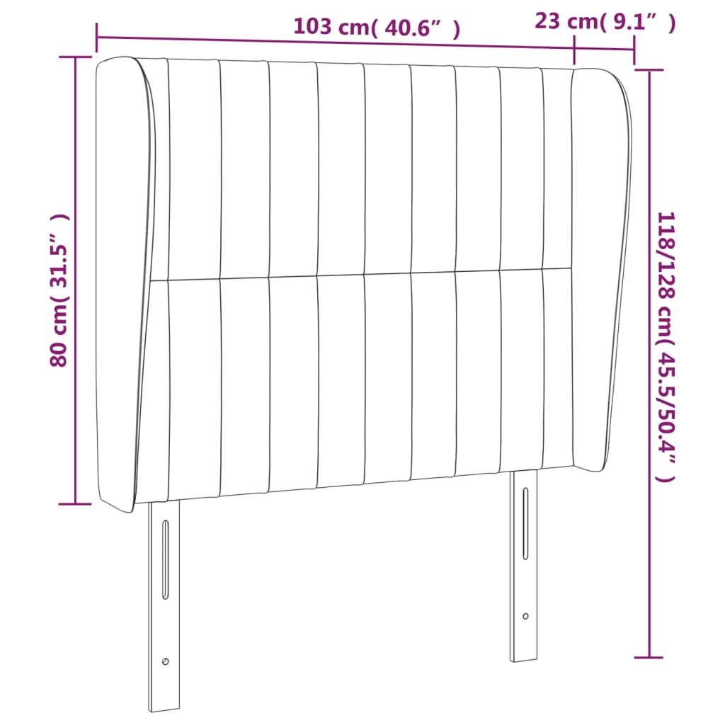 vidaXL Vzglavje z ušesi modro 103x23x118/128 cm blago