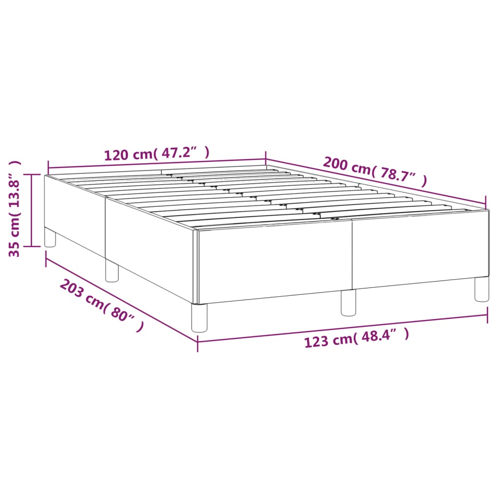 vidaXL Posteljni okvir taupe 120x200 cm blago