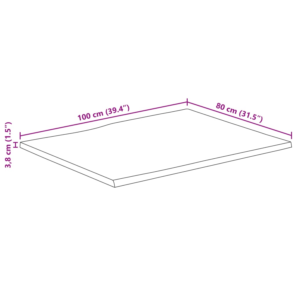 vidaXL Mizna plošča 100x80x3,8 cm naraven rob trden mangov les