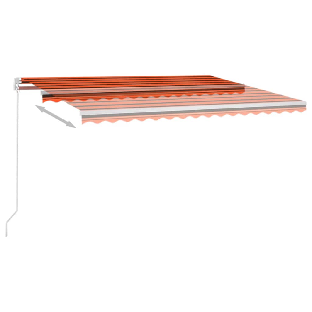 vidaXL Ročno zložljiva tenda z LED lučmi 450x350 cm oranžna in rjava