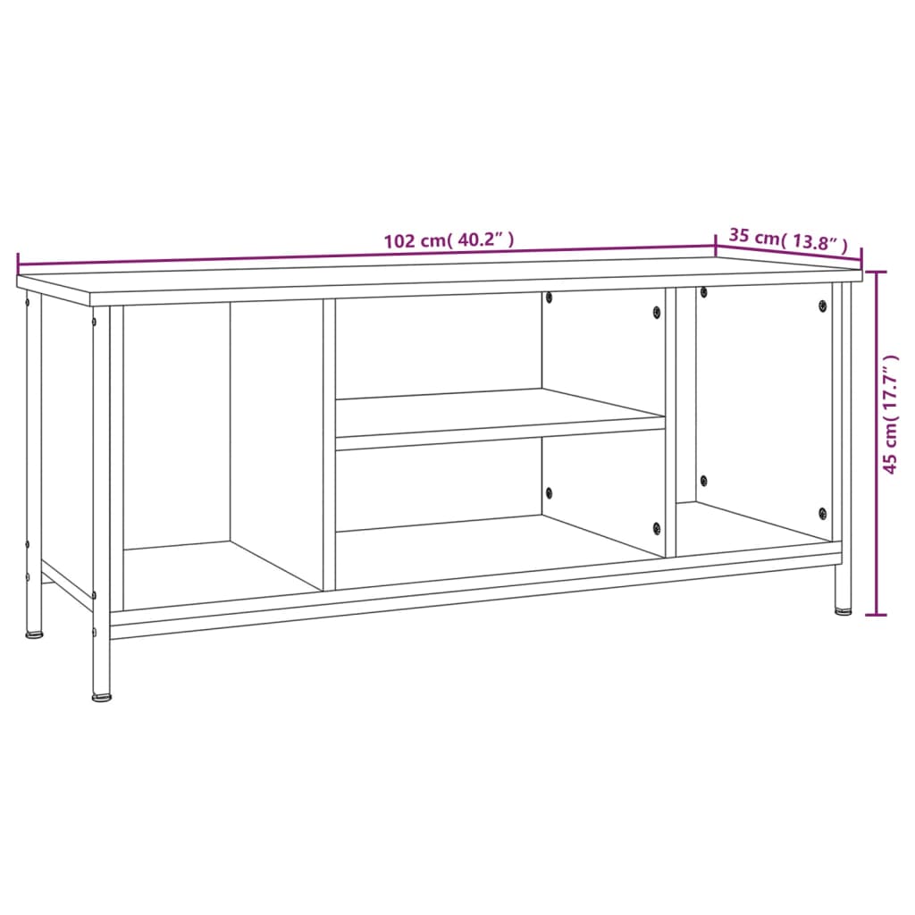 vidaXL TV omarica sonoma hrast 102x35x45 cm inženirski les