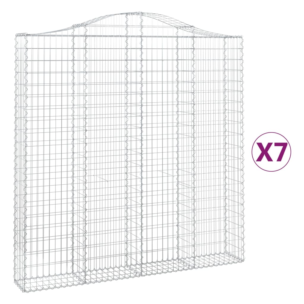 vidaXL Obokane gabion košare 7 kosa 200x30x200/220 cm pocinkano železo