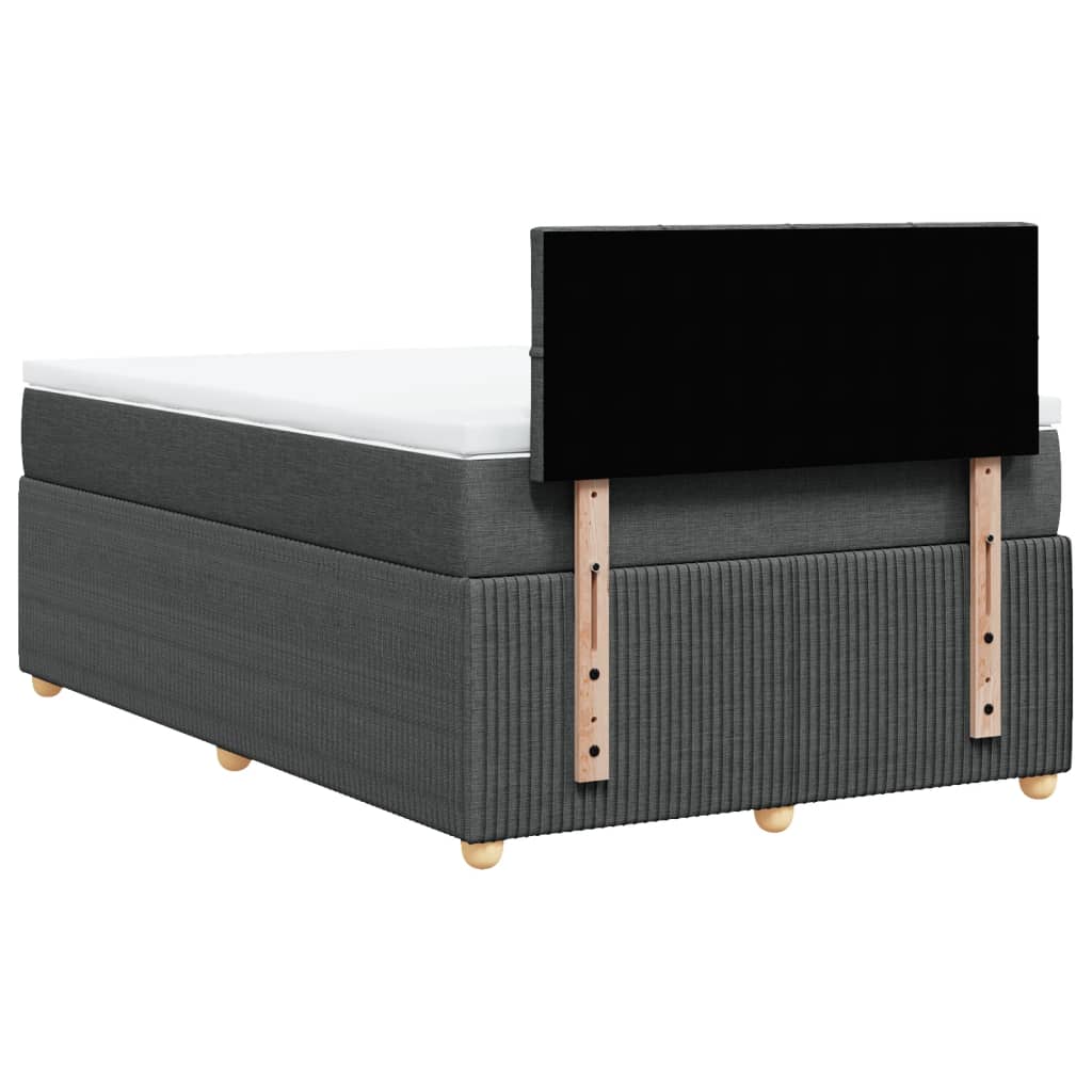 vidaXL Box spring postelja z vzmetnico temno siva 120x190 cm blago