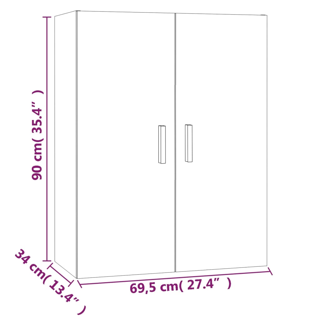 vidaXL Viseča stenska omarica črna 69,5x34x90 cm