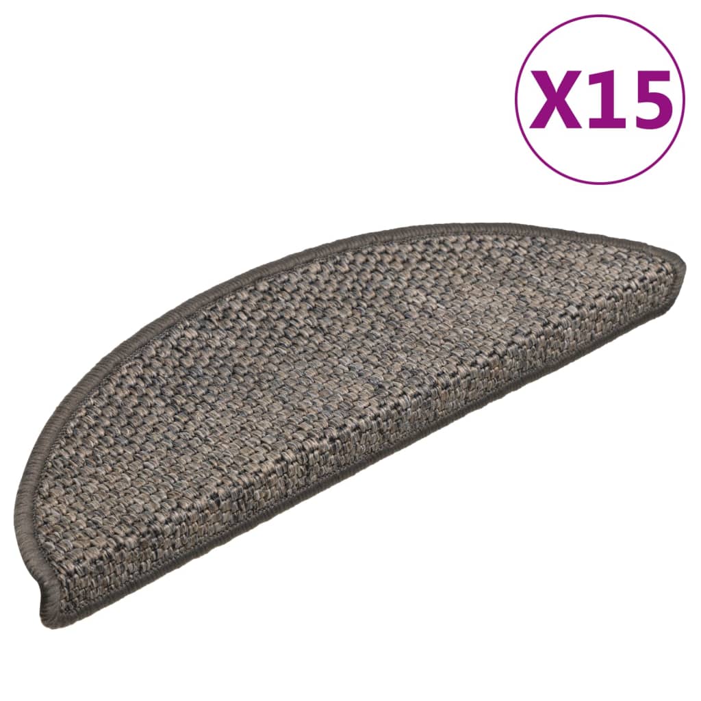 vidaXL Samolepilne preproge za stopnice sisal 15 kosov 56x17x3 cm