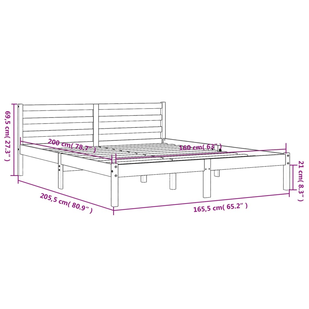 vidaXL Posteljni okvir brez vzmetnice voščeno rjav 160x200 cm borovina