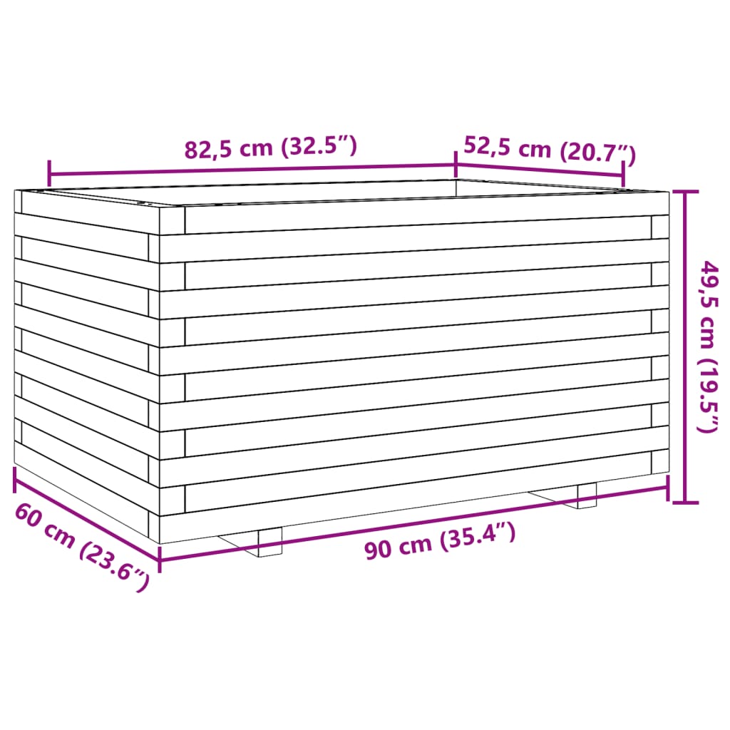 vidaXL Vrtno cvetlično korito 90x60x49,5 cm impregnirana borovina