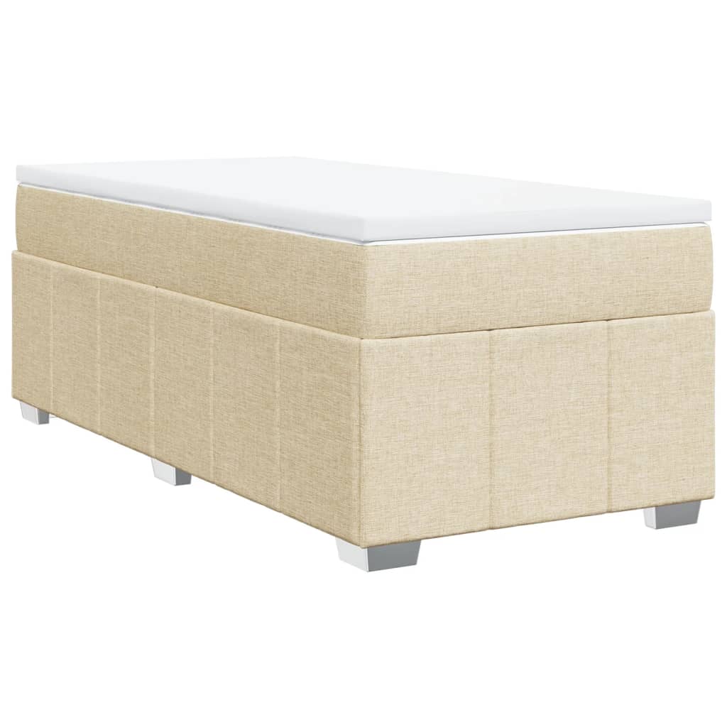 vidaXL Box spring postelja z vzmetnico krem 80x200 cm blago