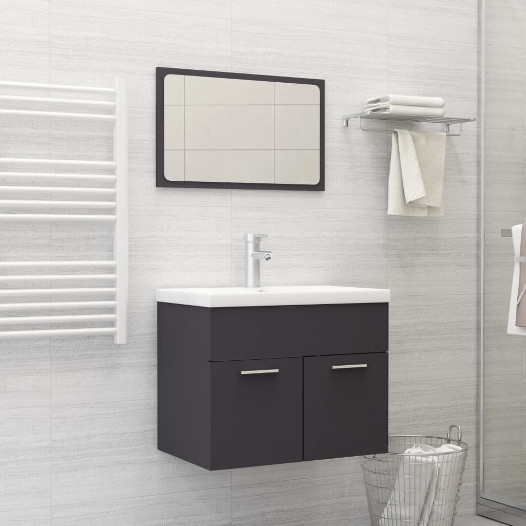 vidaXL Komplet kopalniškega pohištva sive barve inženirski les