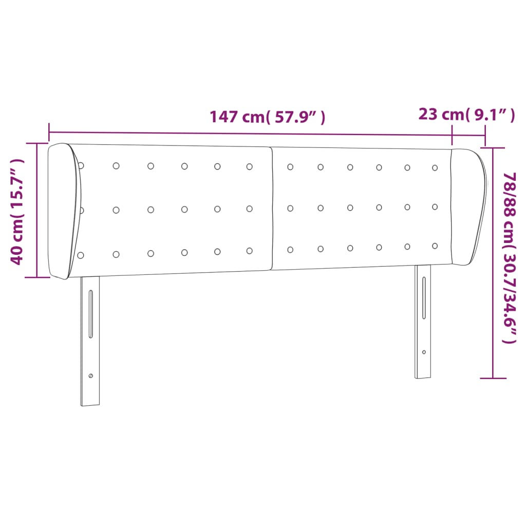 vidaXL Vzglavje z ušesi krem 147x23x78/88 cm umetno usnje