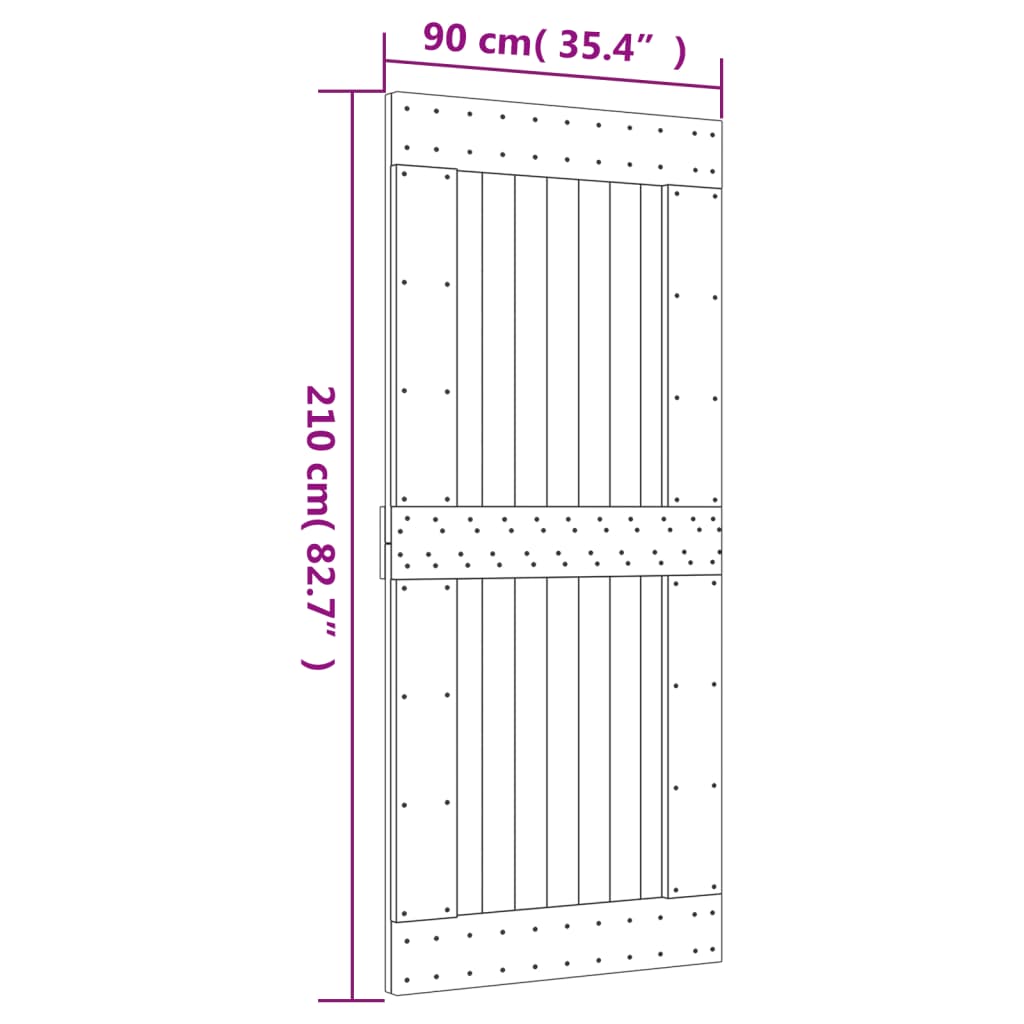 vidaXL Drsna vrata s kompletom vodil 90x210 cm trdna borovina