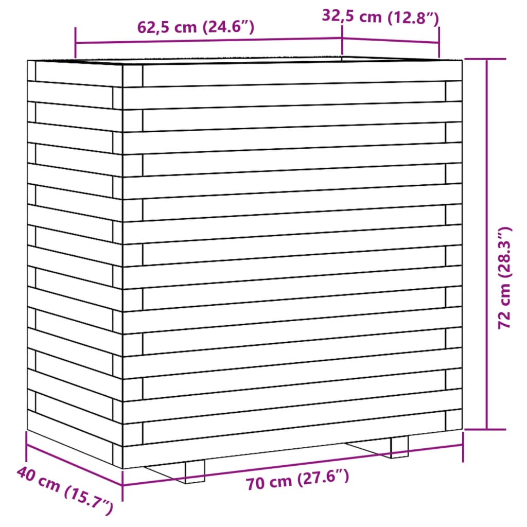 vidaXL Vrtno cvetlično korito 70x40x72 cm impregnirana borovina