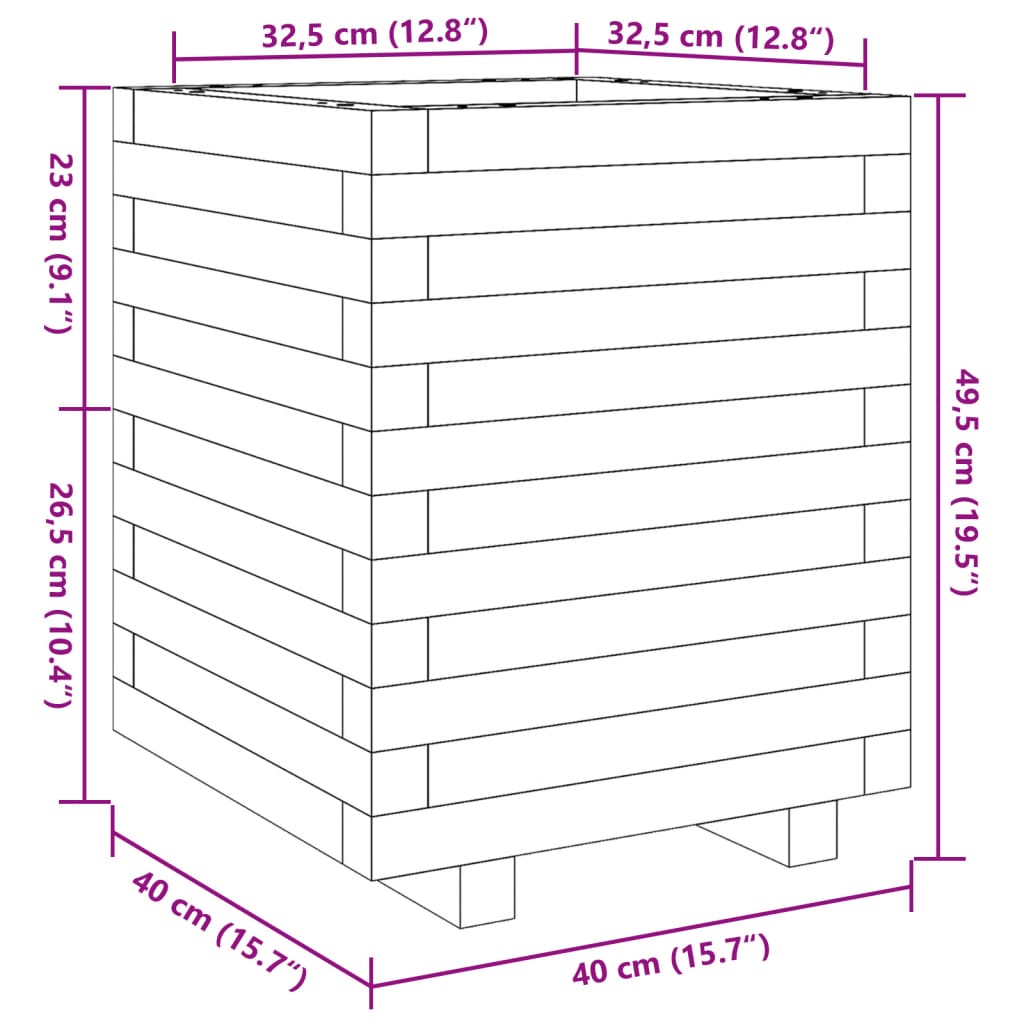 vidaXL Vrtno cvetlično korito 40x40x49,5 cm impregnirana borovina